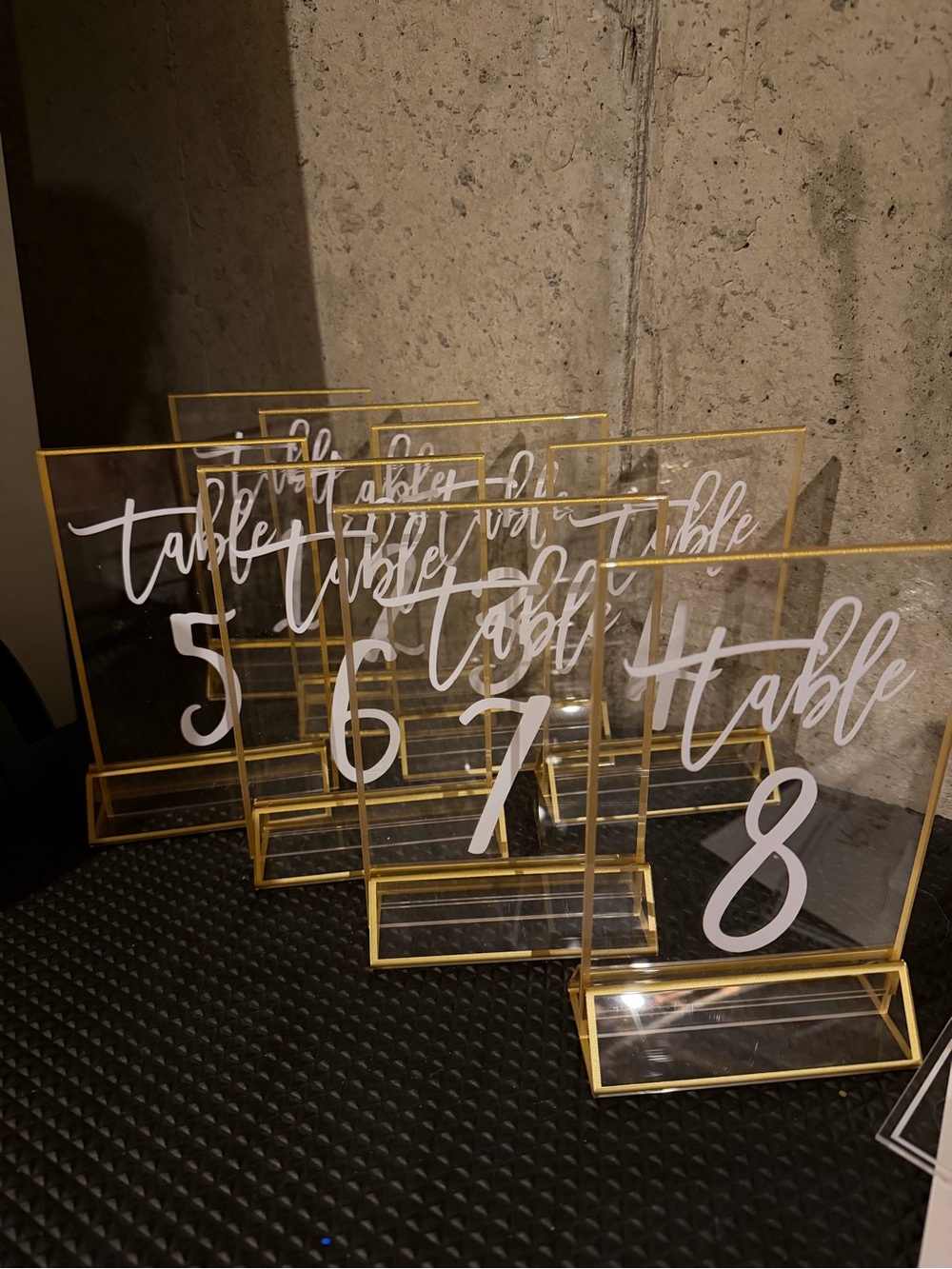 Acrylic Table Number Signs with Gold Frame - Set